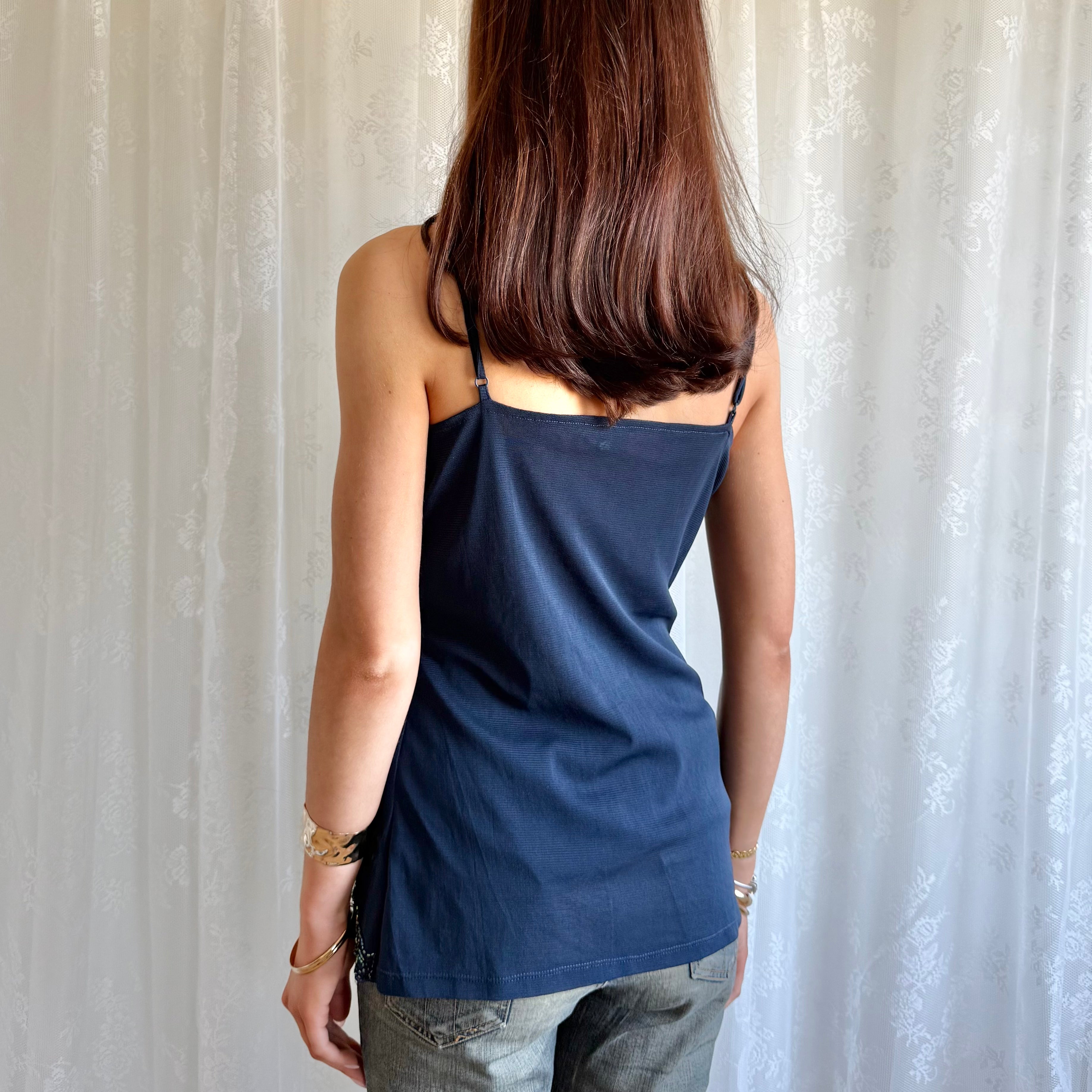 Asymmetric Sequin Mesh Cami - Size L