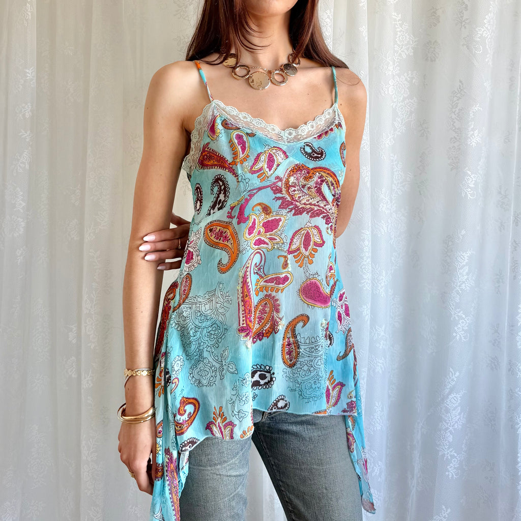 Asymmetric Lace Sequin Cami - Size L