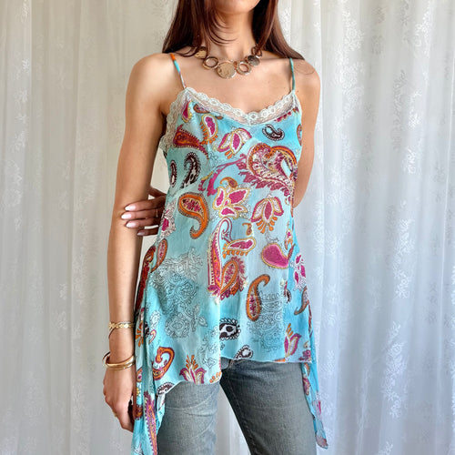 Asymmetric Lace Sequin Cami - Size L