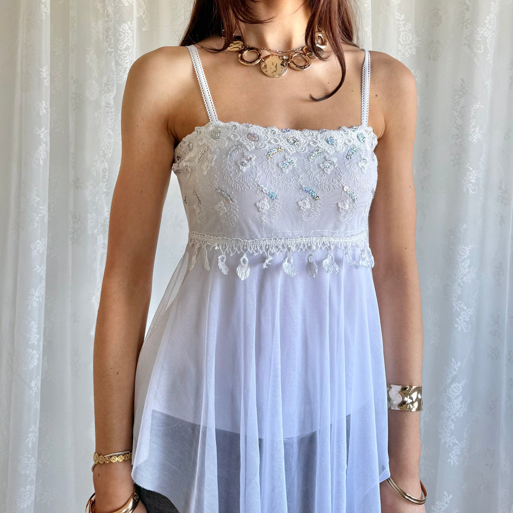 Asymmetric Lace Mesh Cami - Size S