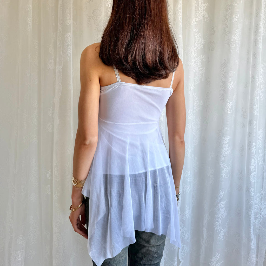 Asymmetric Lace Mesh Cami - Size S