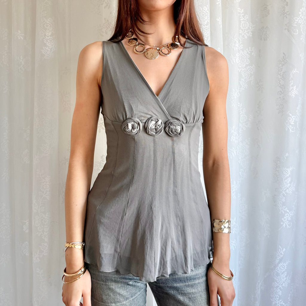 Mesh Floral Corsage Cami - Size M