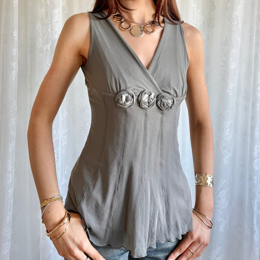 Mesh Floral Corsage Cami - Size M