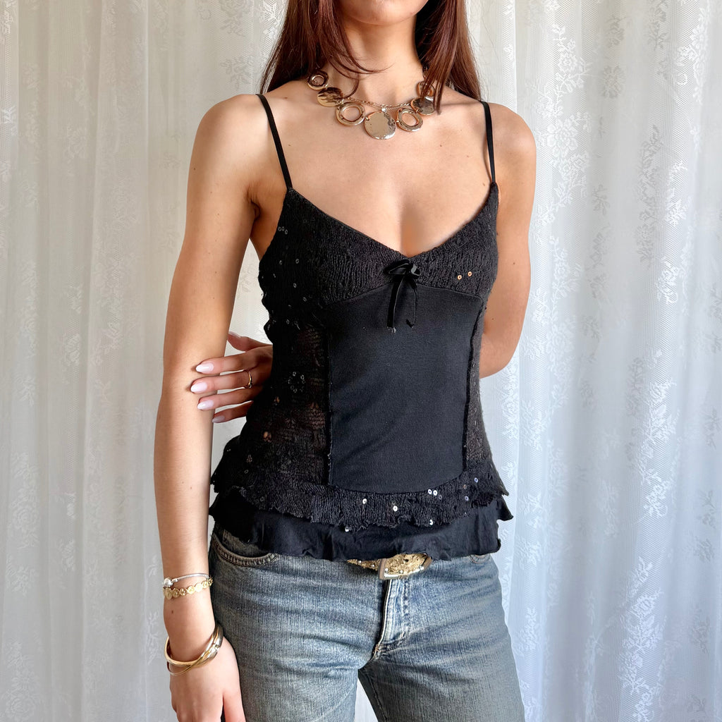 Knit Lace Sequin Cami - Size M