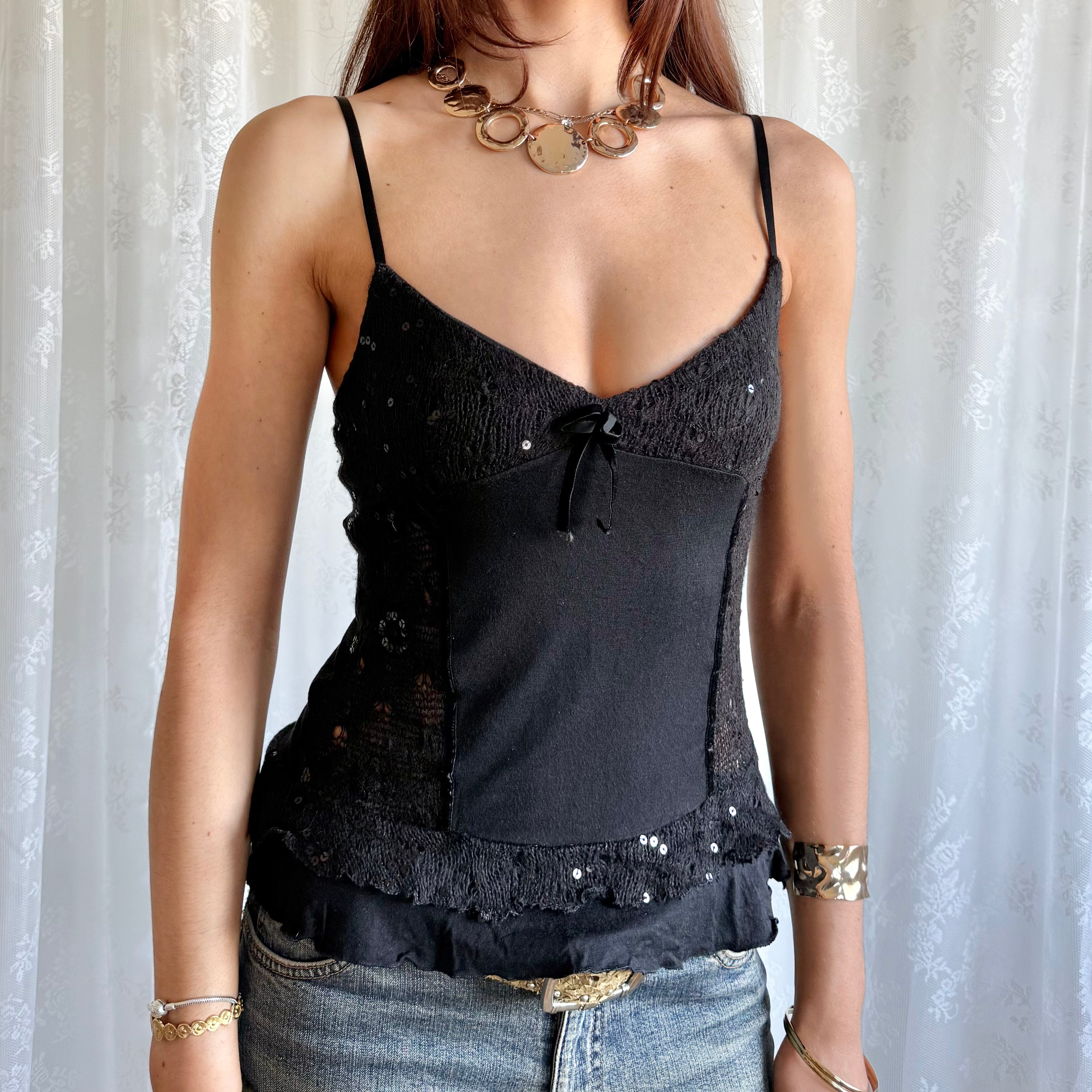 Knit Lace Sequin Cami - Size M
