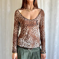 Guess Leopard Long Sleeve Top - Size XL