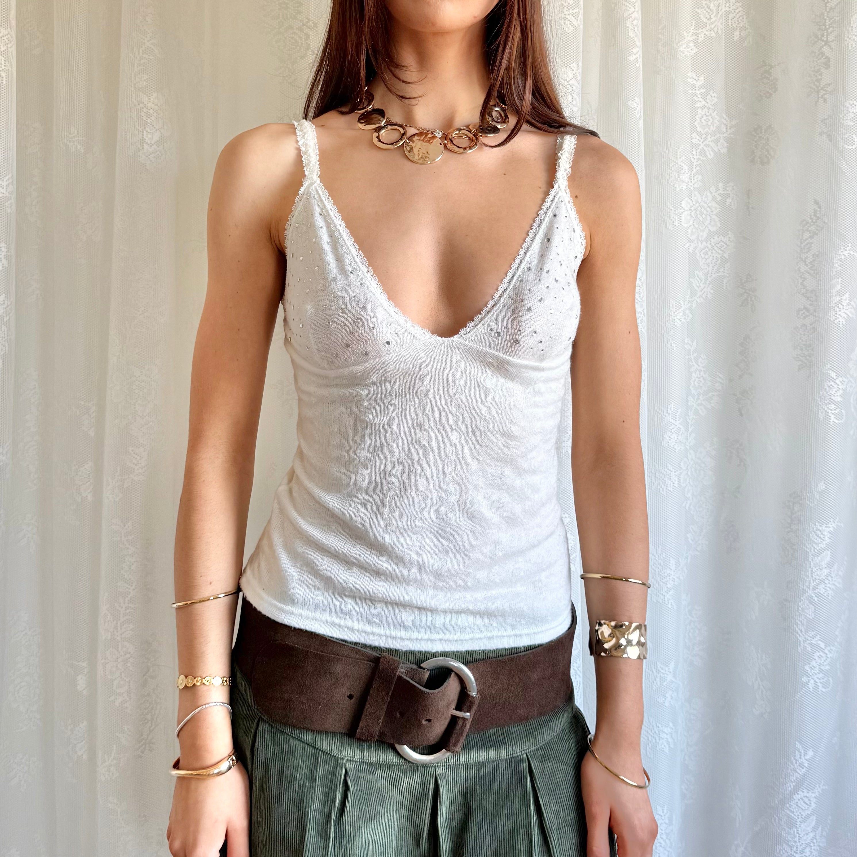 Rhinestone Knit Cami - Size S