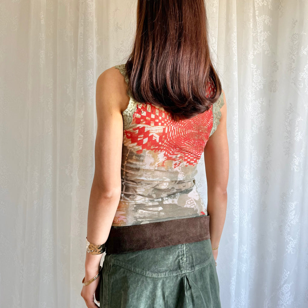 Mesh Lace Graphic Cami - Size M