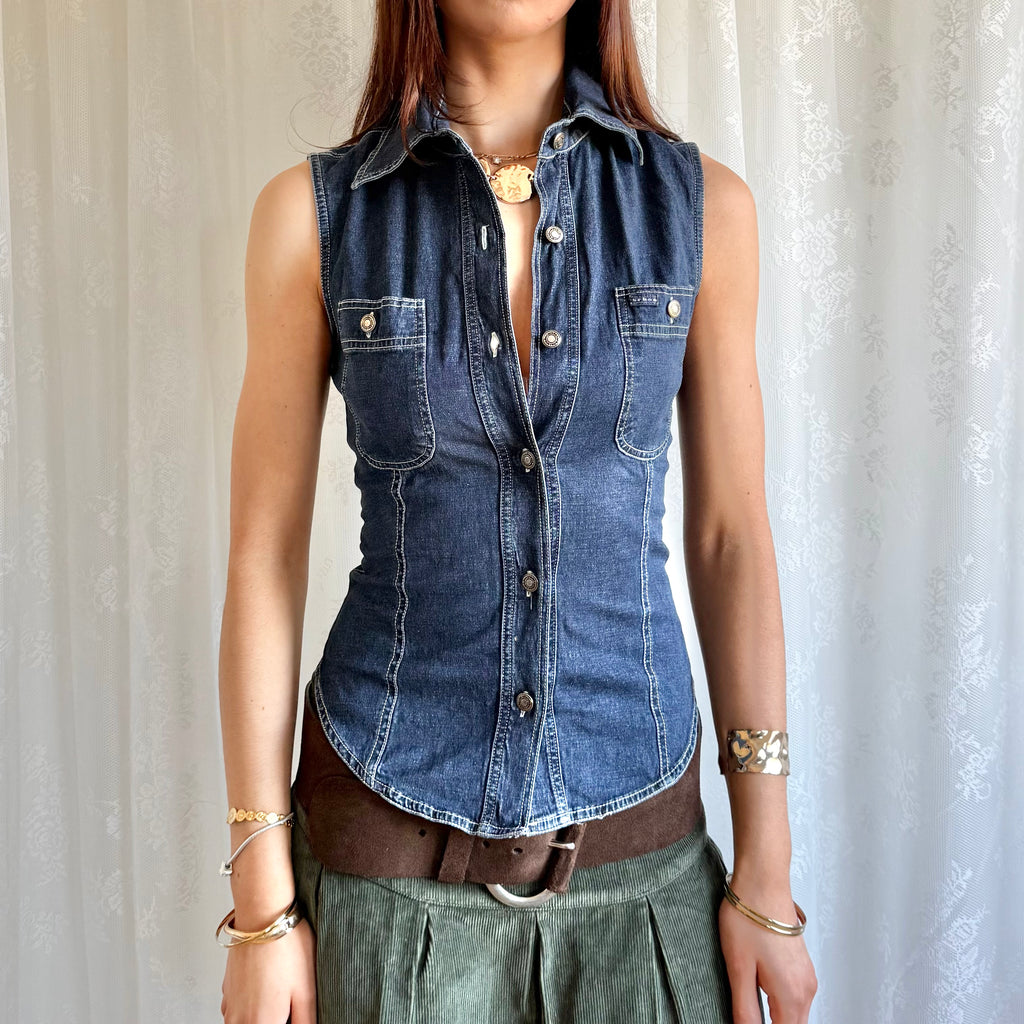 Denim Crop Top - Size S