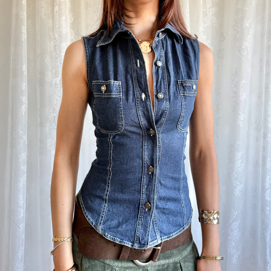 Denim Crop Top - Size S