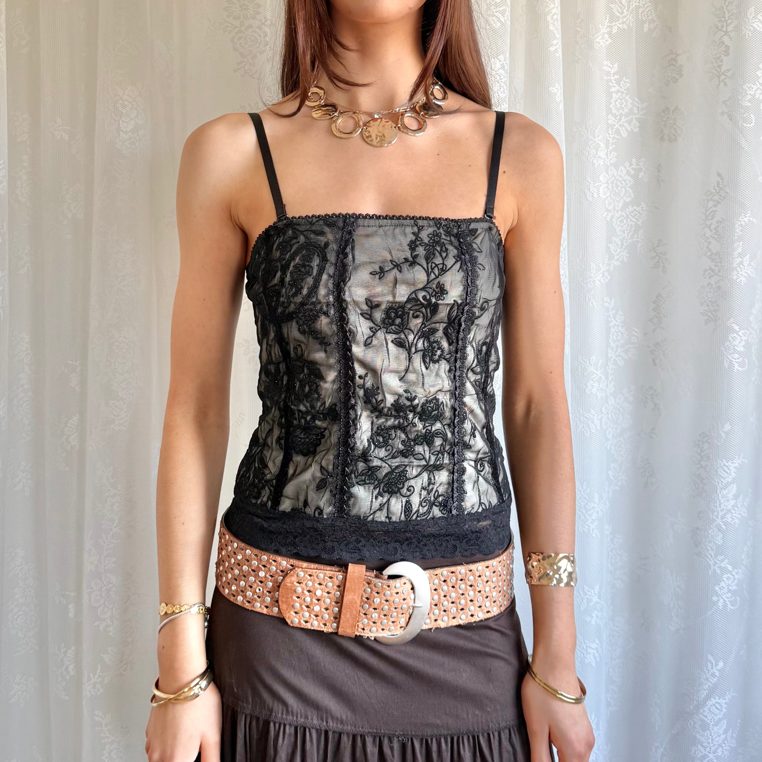 Lace Mesh Cami - Size S