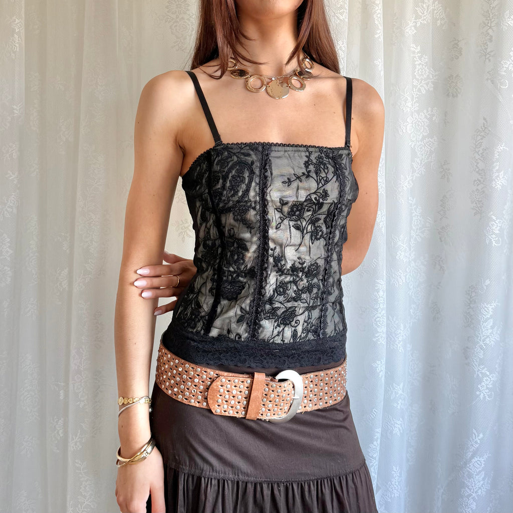 Lace Mesh Cami - Size S