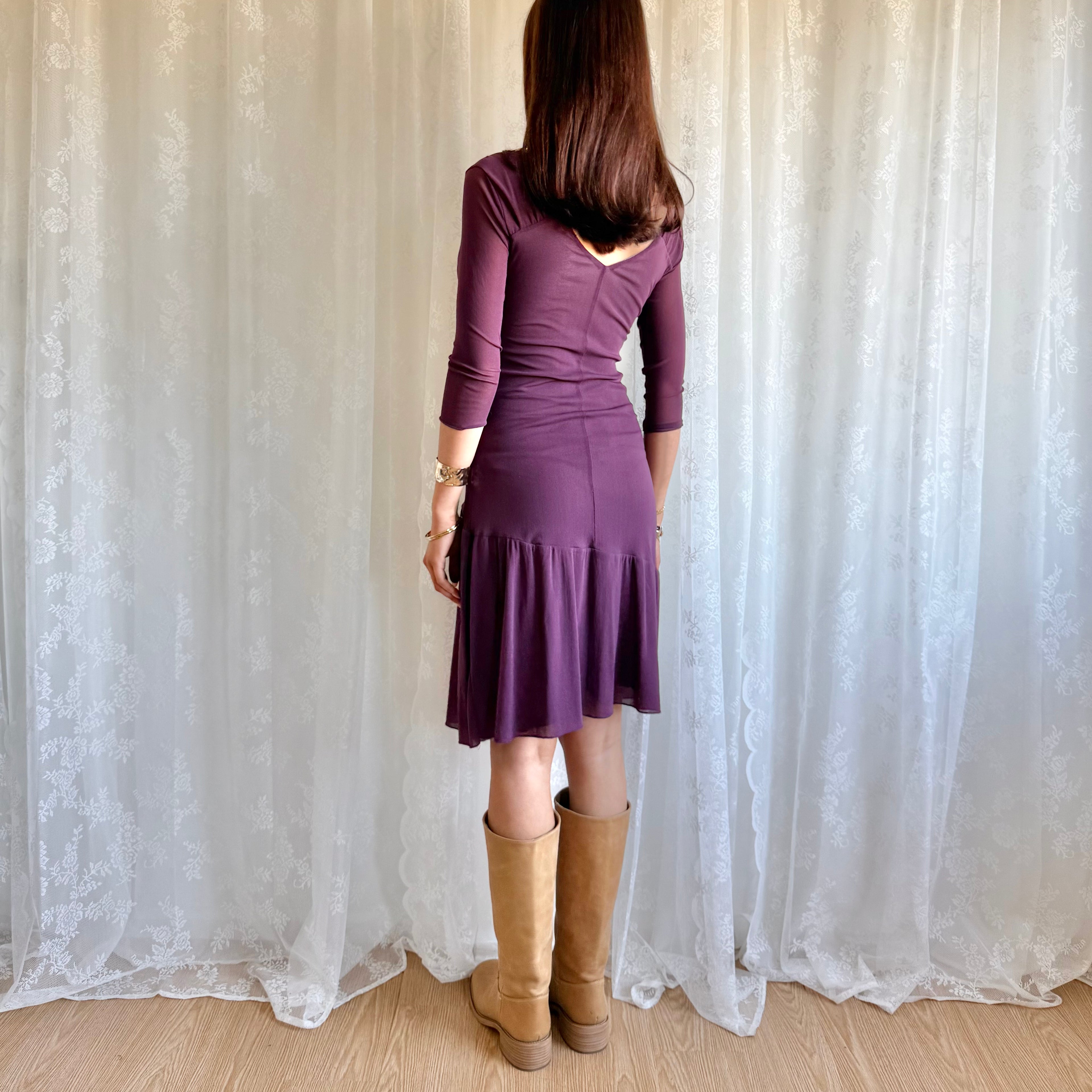 Mesh Lace Midi Dress - Size S