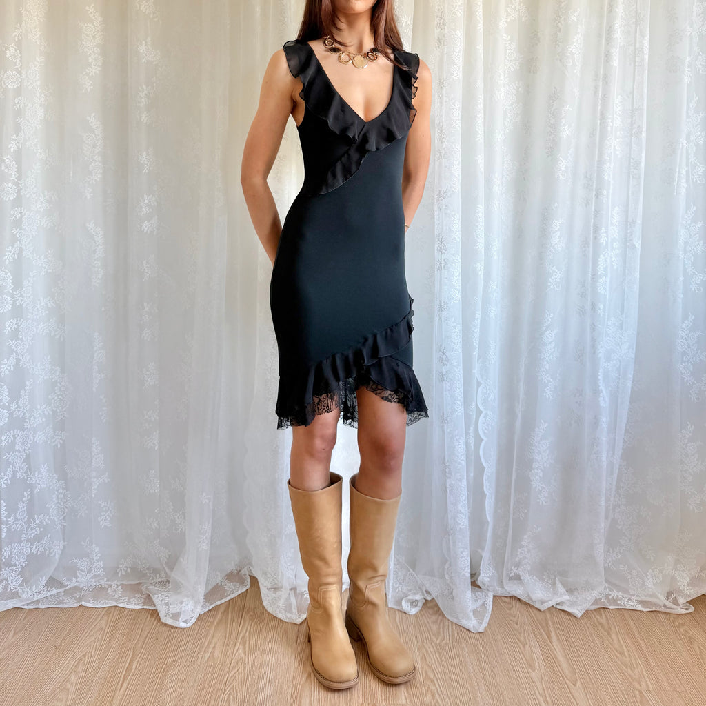 Intimissimi Ruffle Lace Midi Dress - Size S