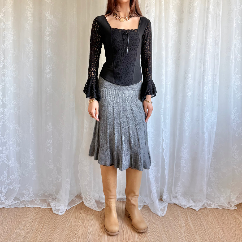 Alpaca Knit Midi Skirt - Size M