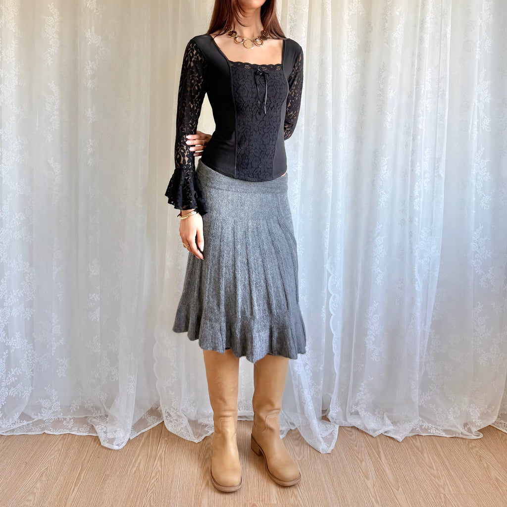Alpaca Knit Midi Skirt - Size M