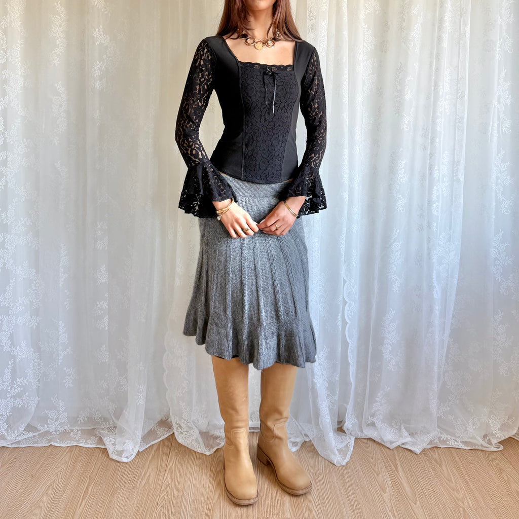 Alpaca Knit Midi Skirt - Size M