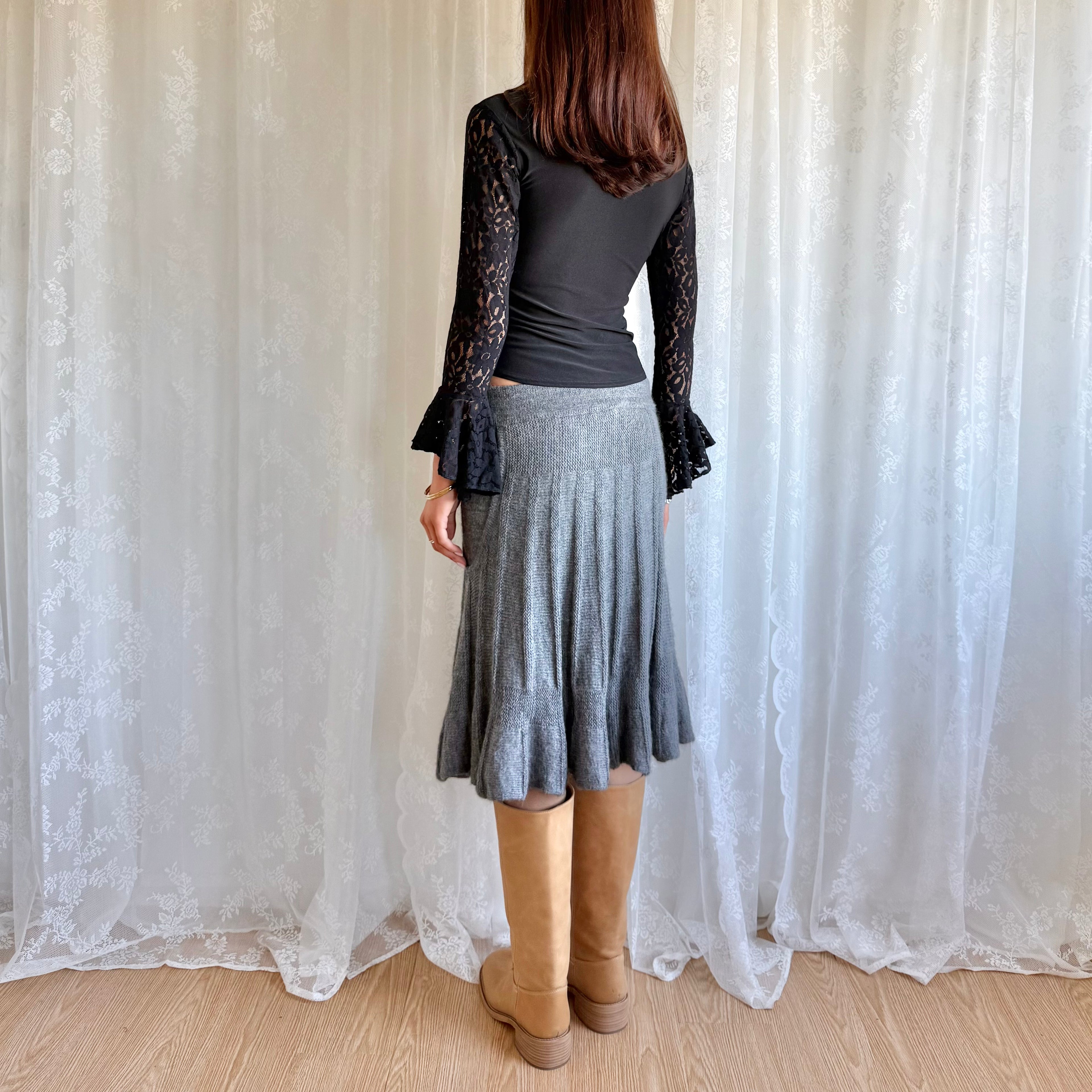 Alpaca Knit Midi Skirt - Size M