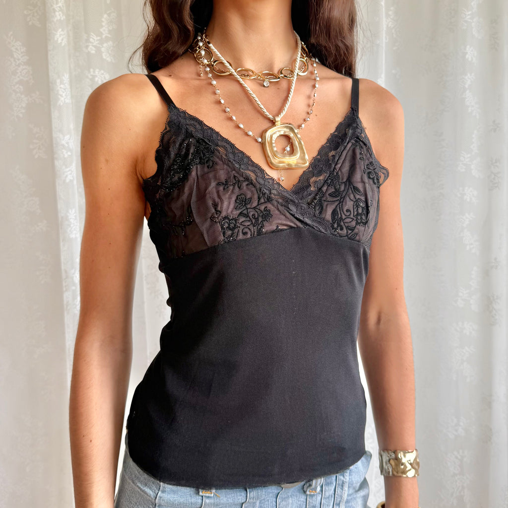 Lace Mesh Cami - Size S