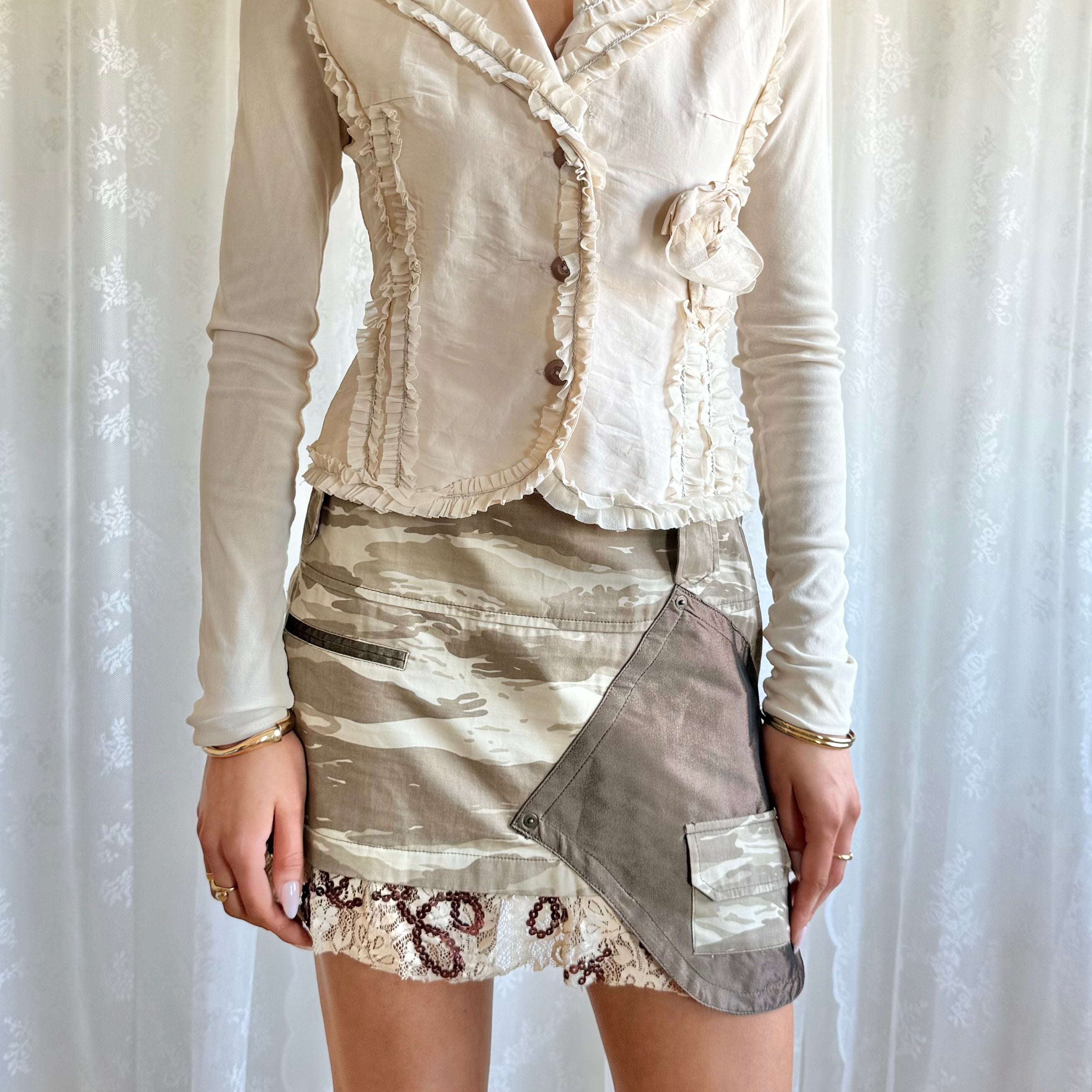 Camo Asymmetric Mini Skirt - Size M