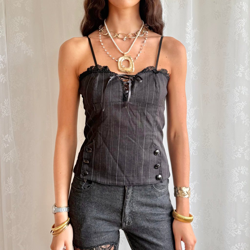 Lace Pinstripe Cami - Size M