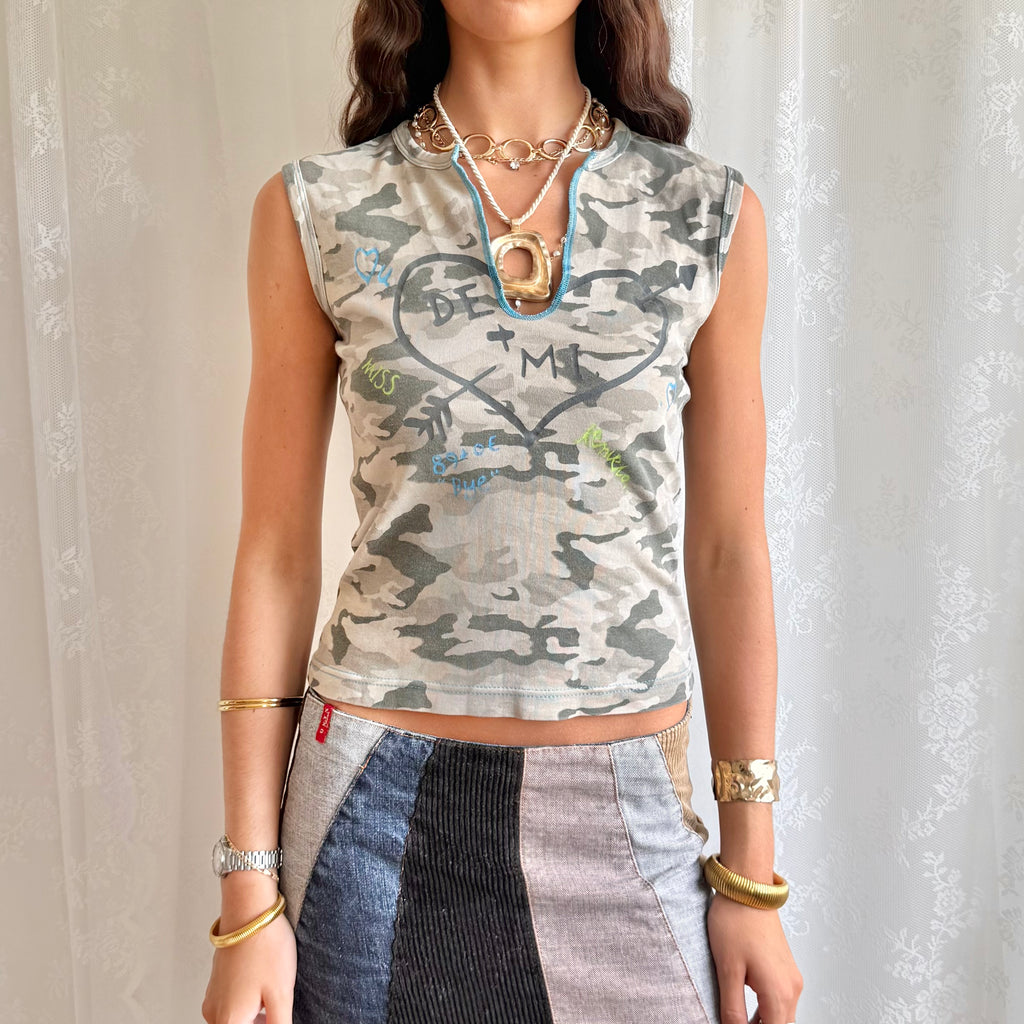 Camo Graphic Crop Top - Size M