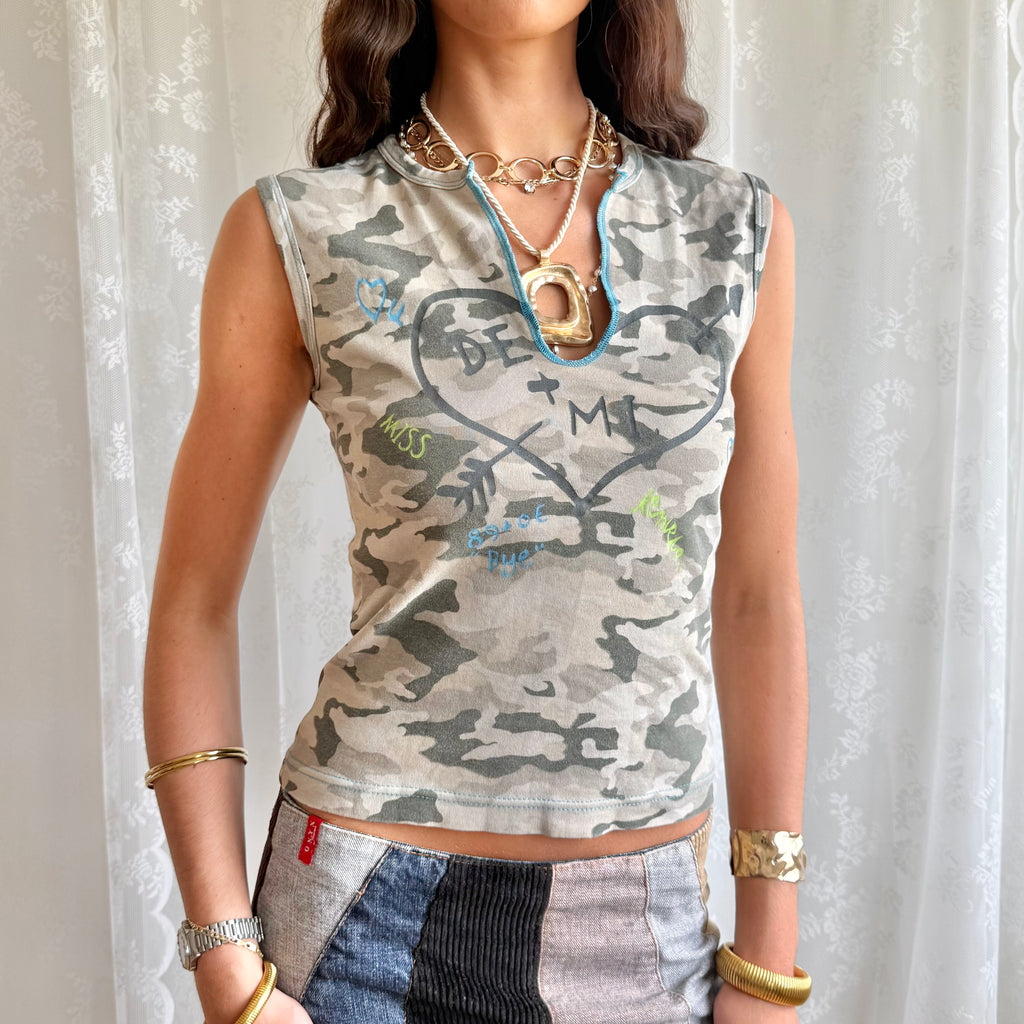 Camo Graphic Crop Top - Size M
