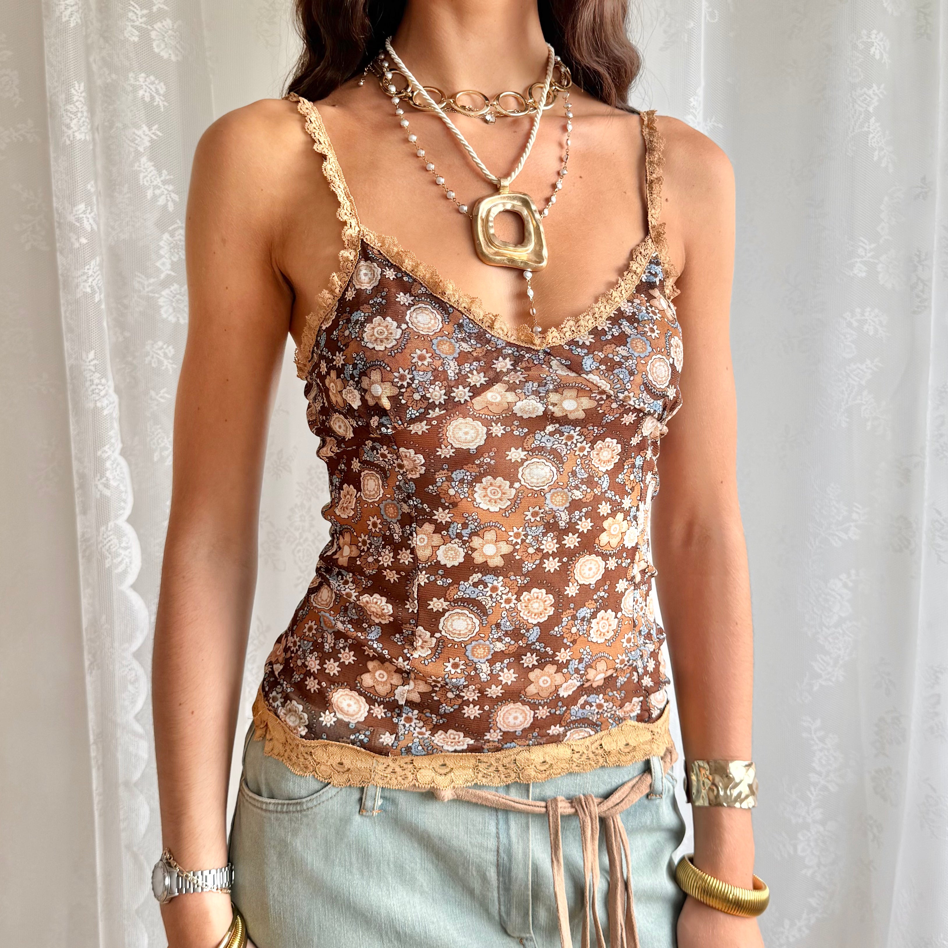 Lace Mesh Cami - Size M