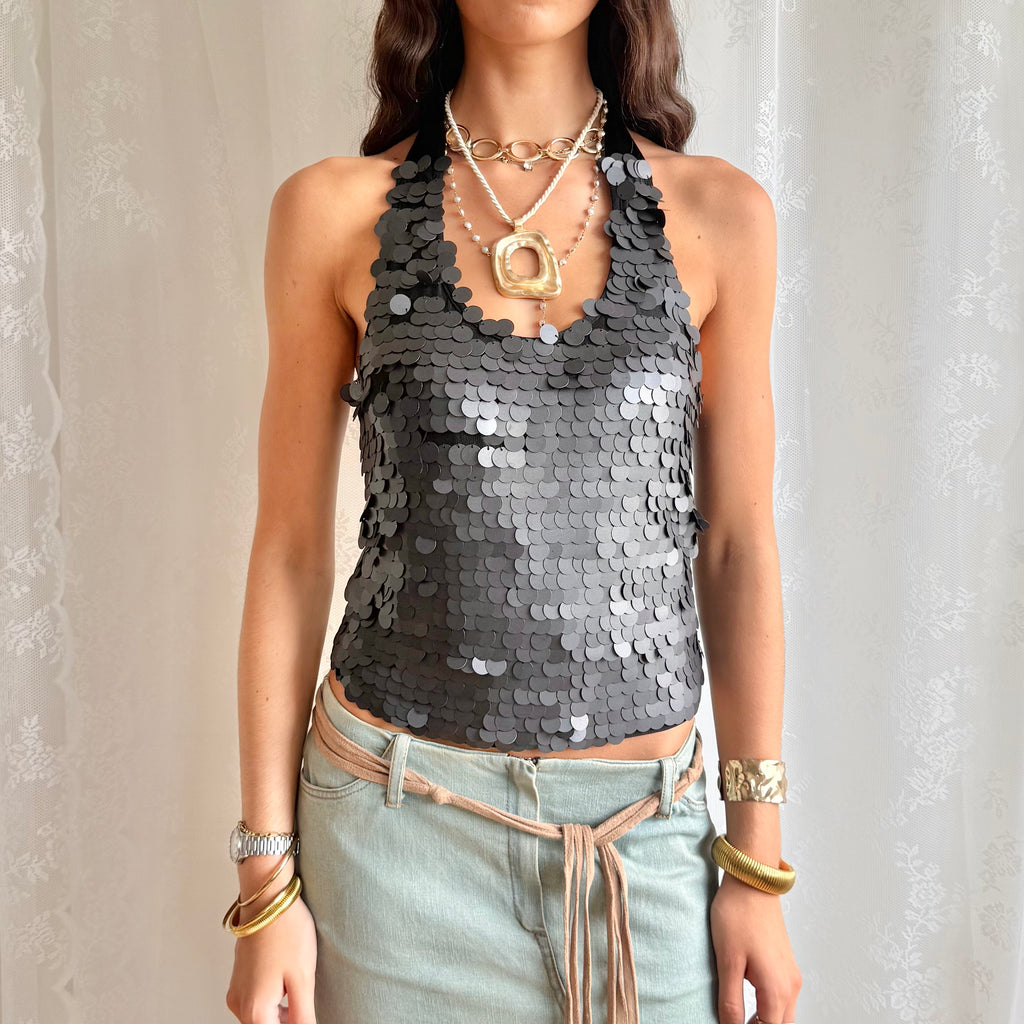 Sequin Halter Cami - Size S