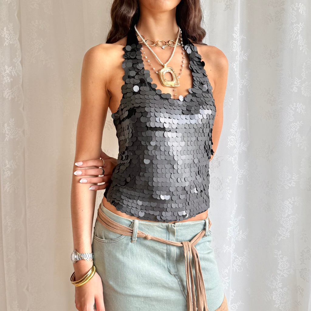 Sequin Halter Cami - Size S