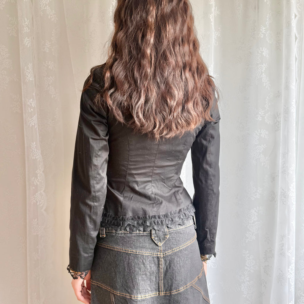 Lace Up Hook & Eye Jacket - Size M