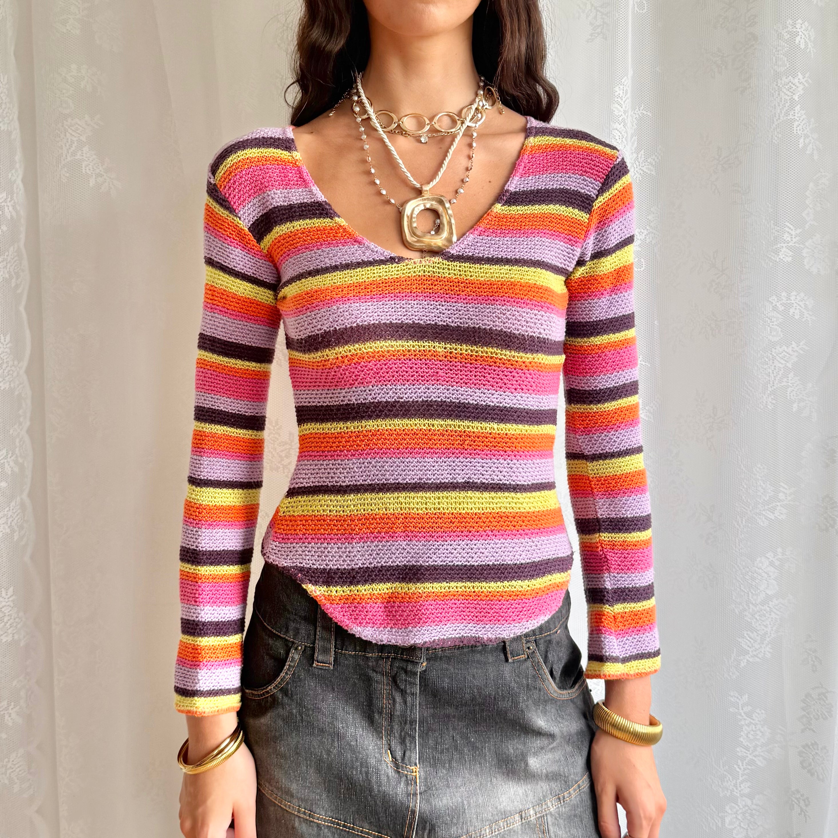Striped Knit Jumper - Size S