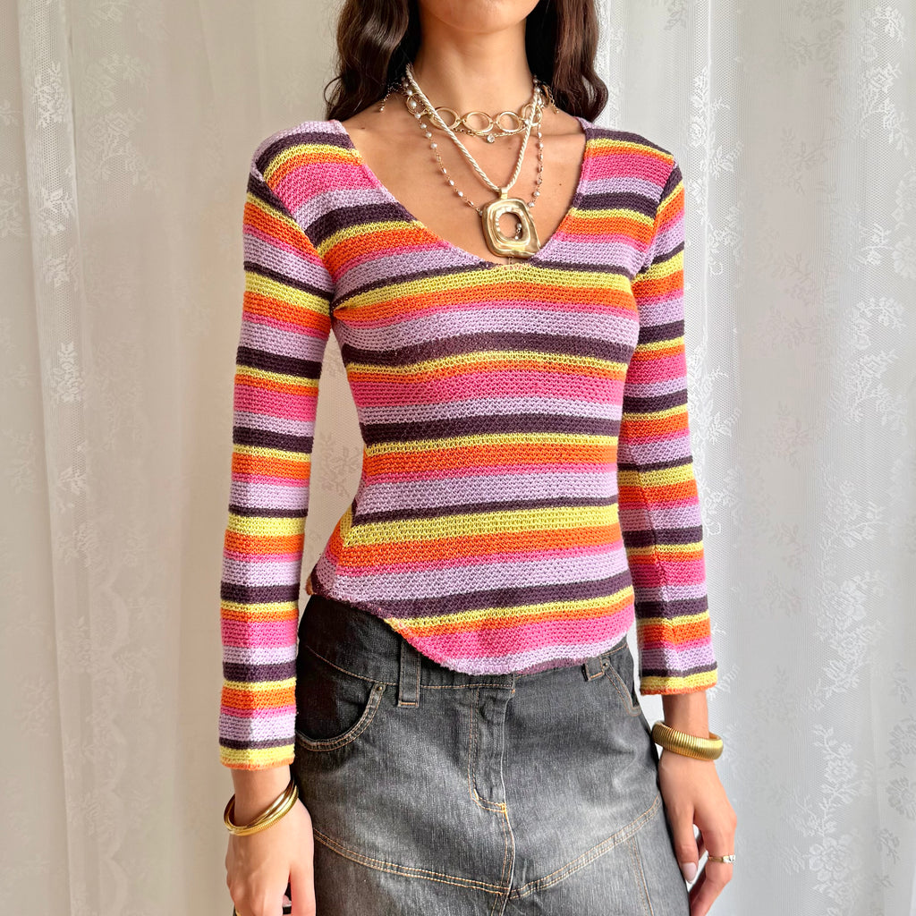 Striped Knit Jumper - Size S