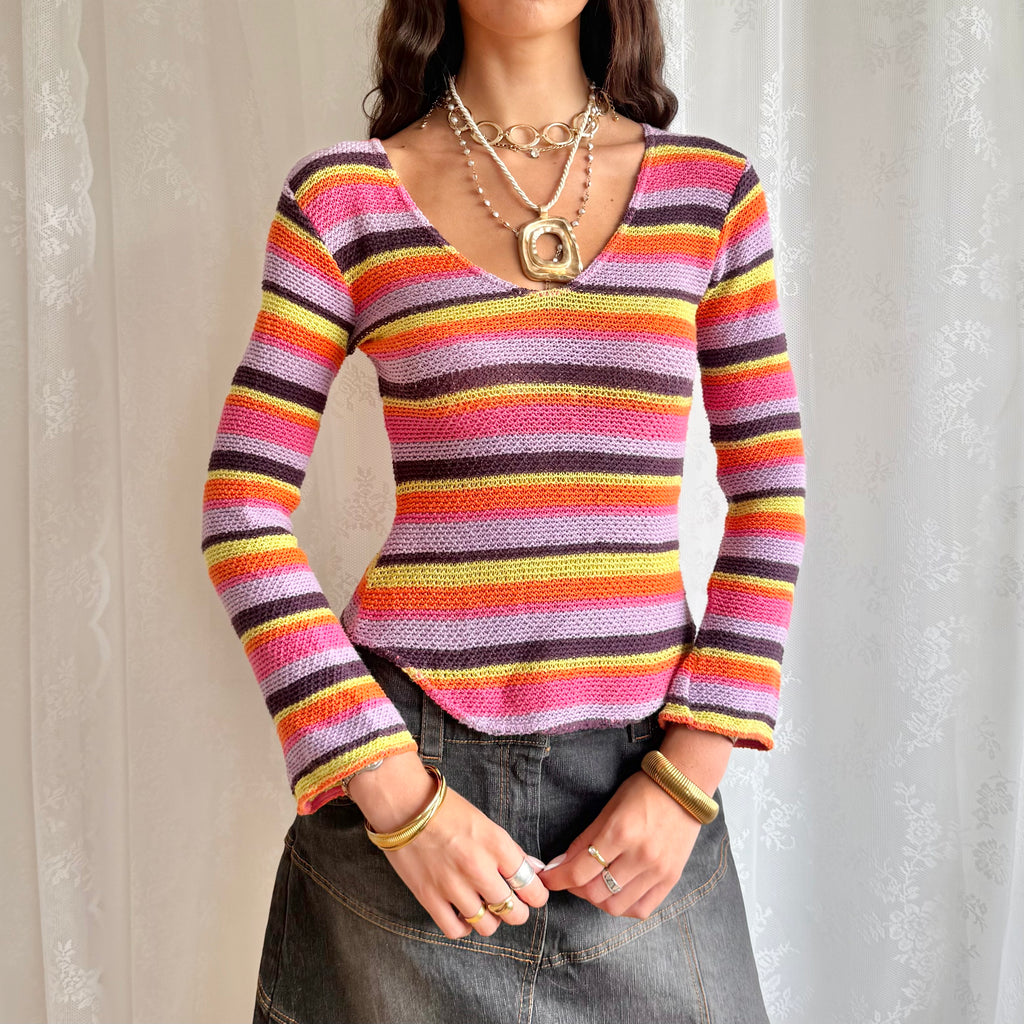 Striped Knit Jumper - Size S