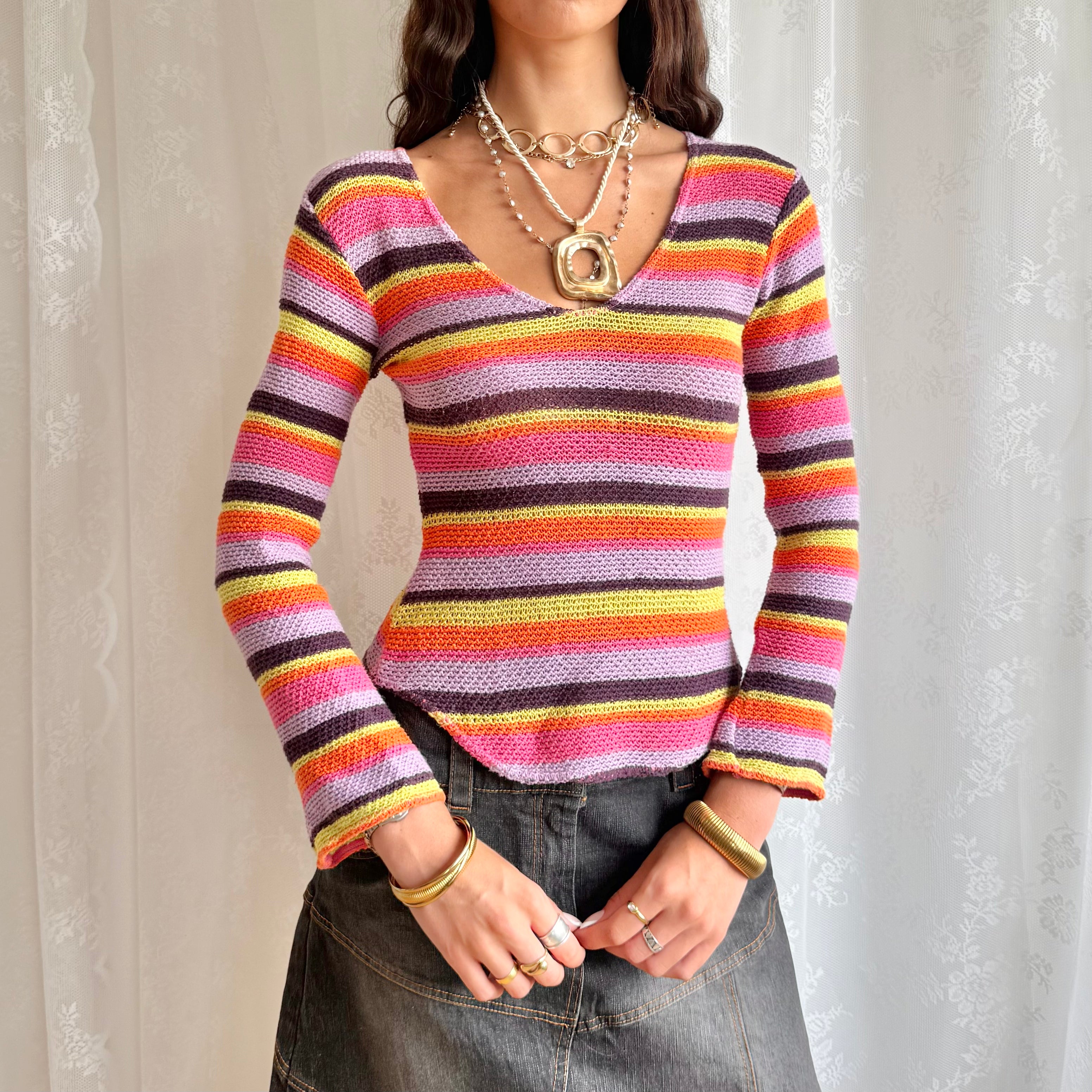 Striped Knit Jumper - Size S