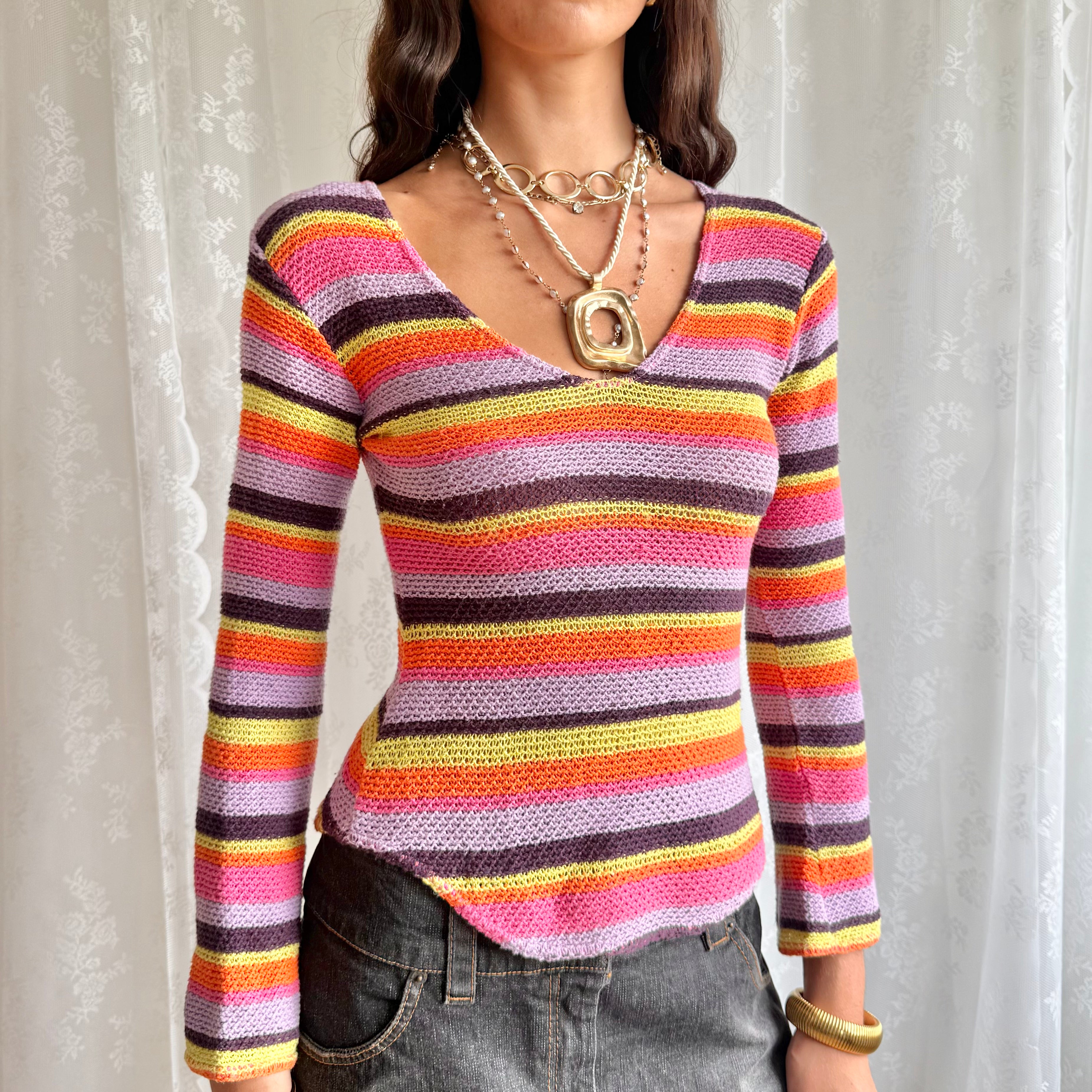 Striped Knit Jumper - Size S