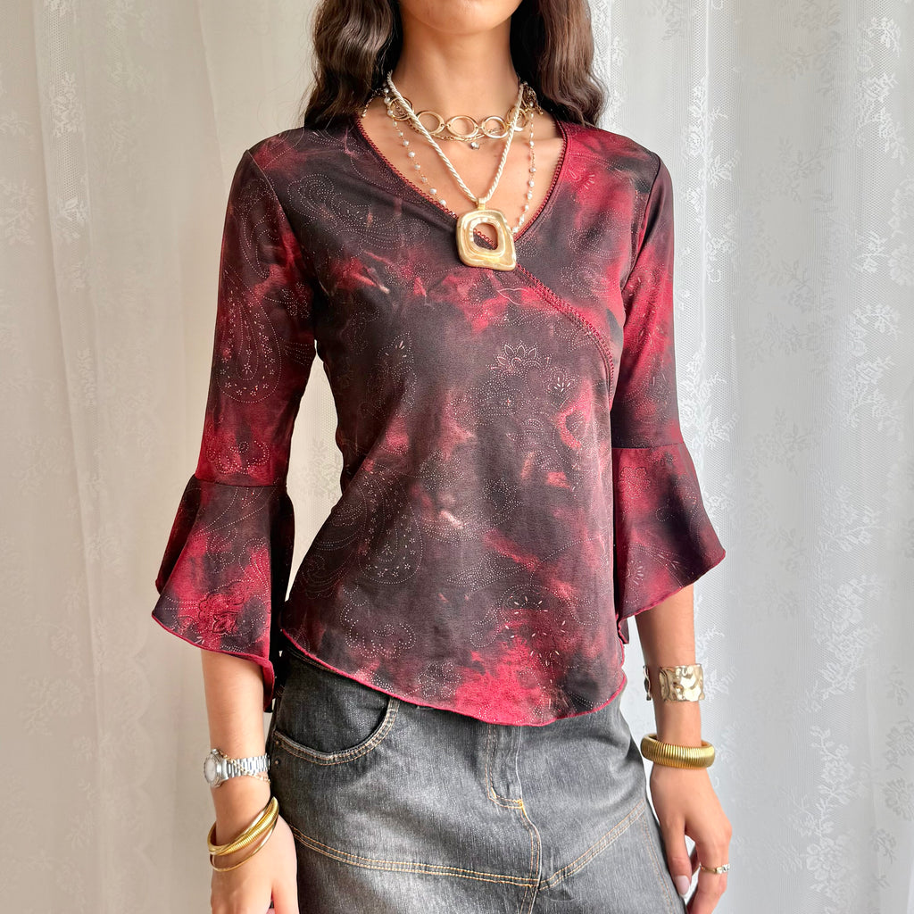 Flared Sleeve Crop Top - Size S