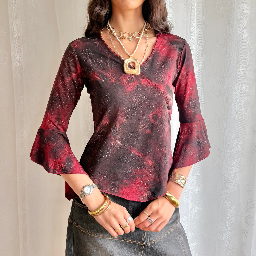 Flared Sleeve Crop Top - Size S