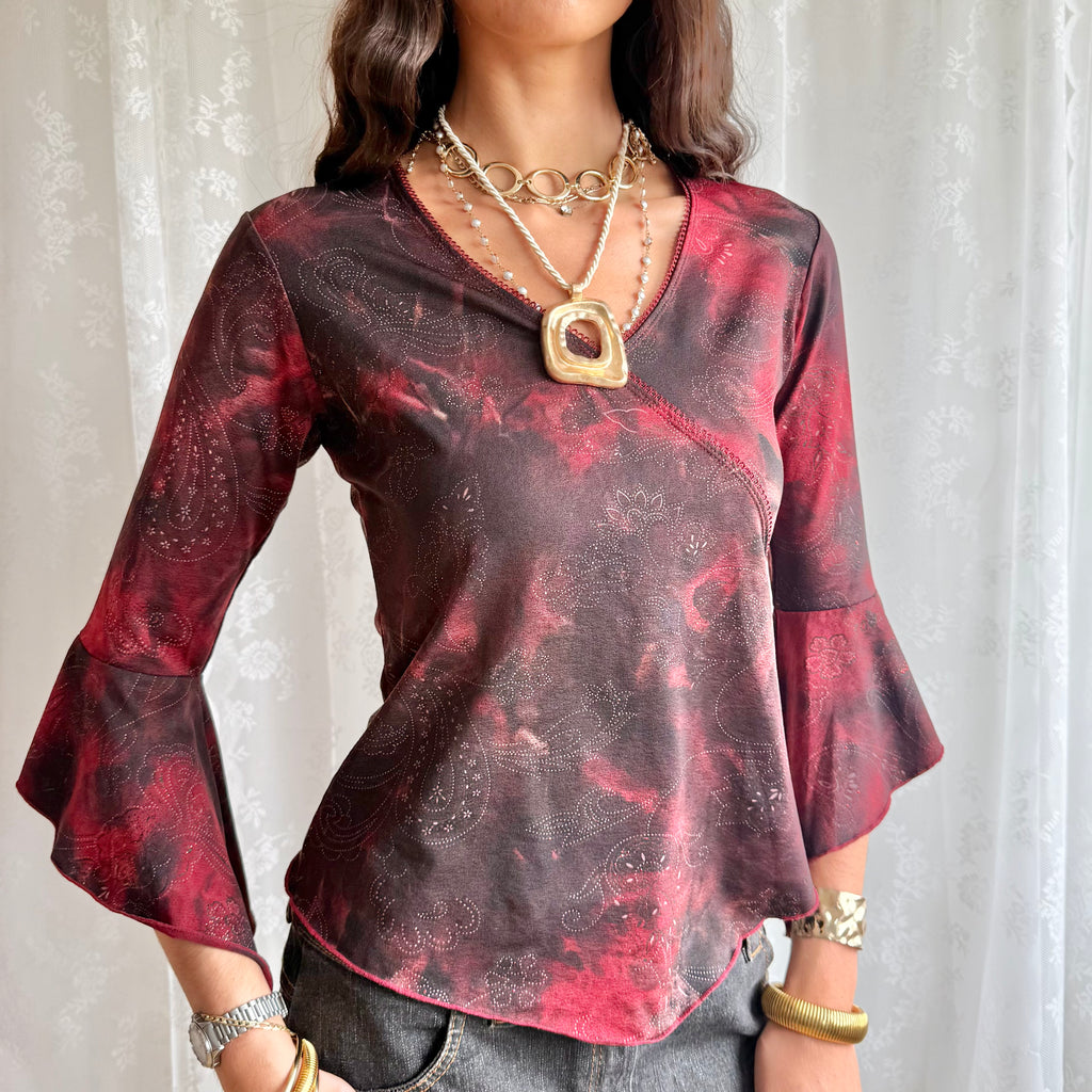 Flared Sleeve Crop Top - Size S