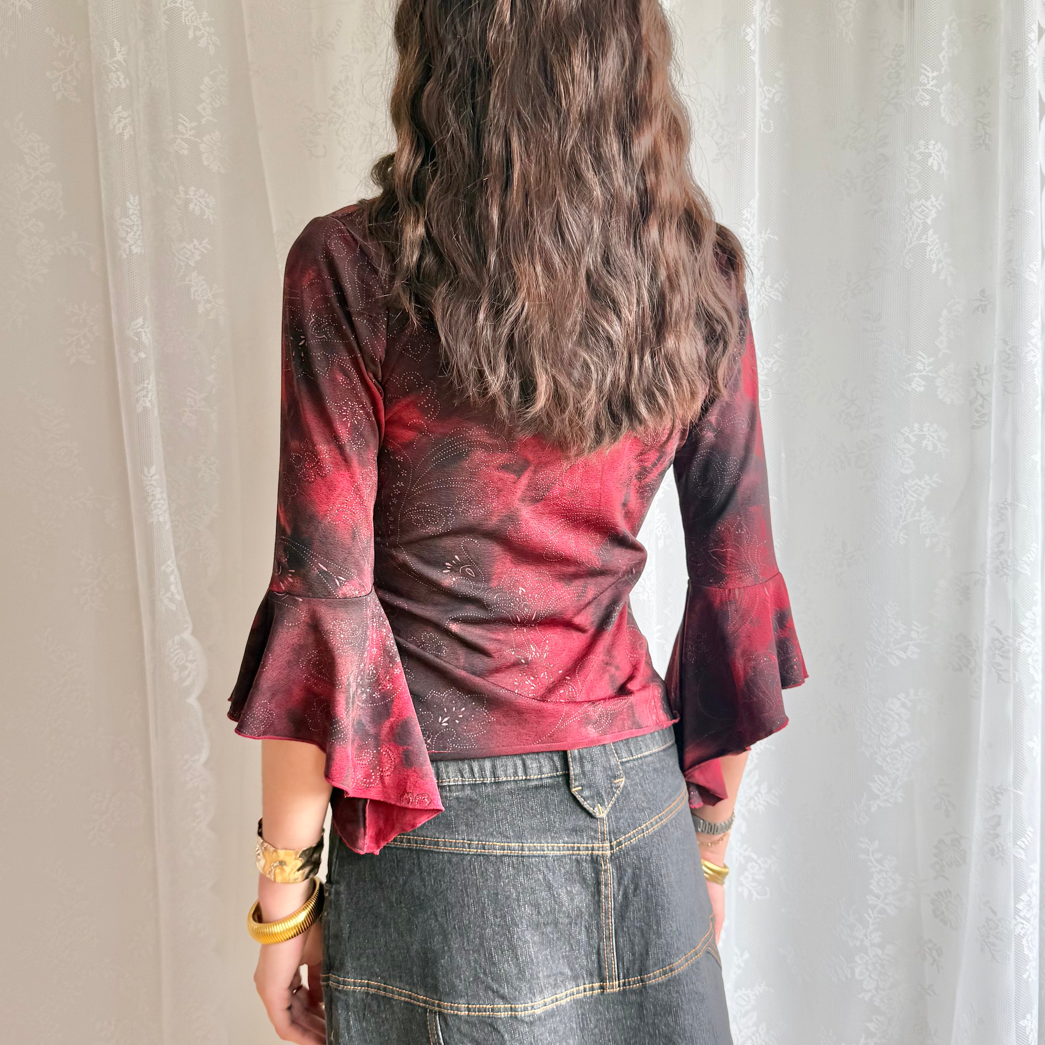 Flared Sleeve Crop Top - Size S