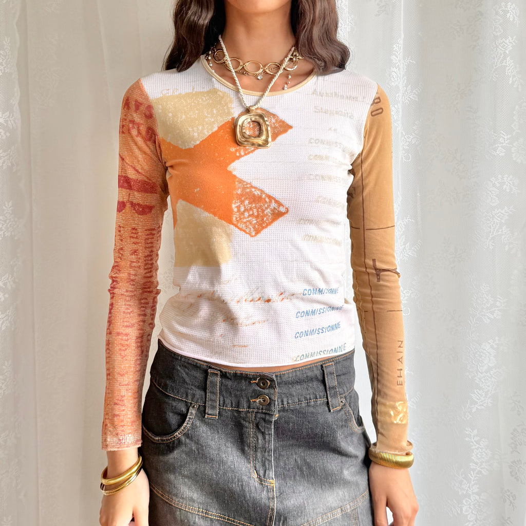 Graphic Long Sleeve Top - Size S