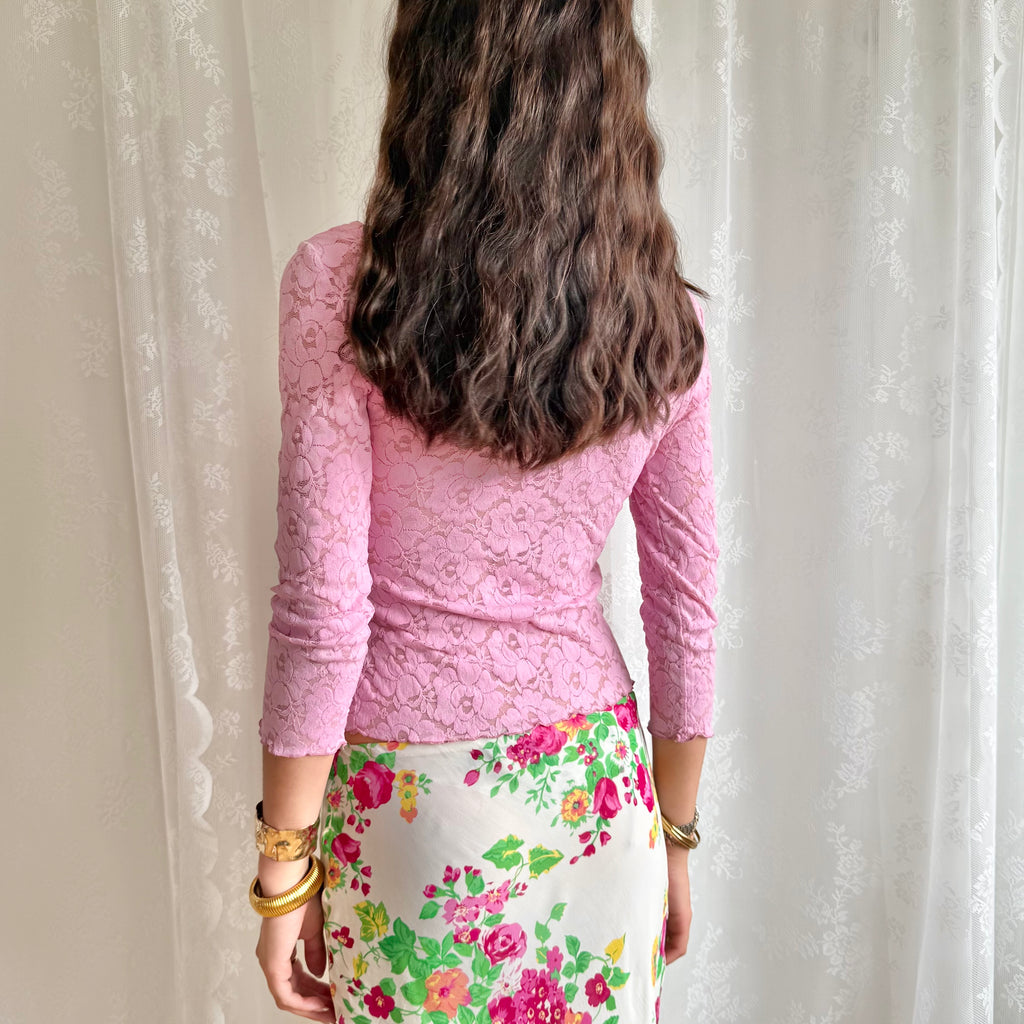 Lace Long Sleeve Top - Size M