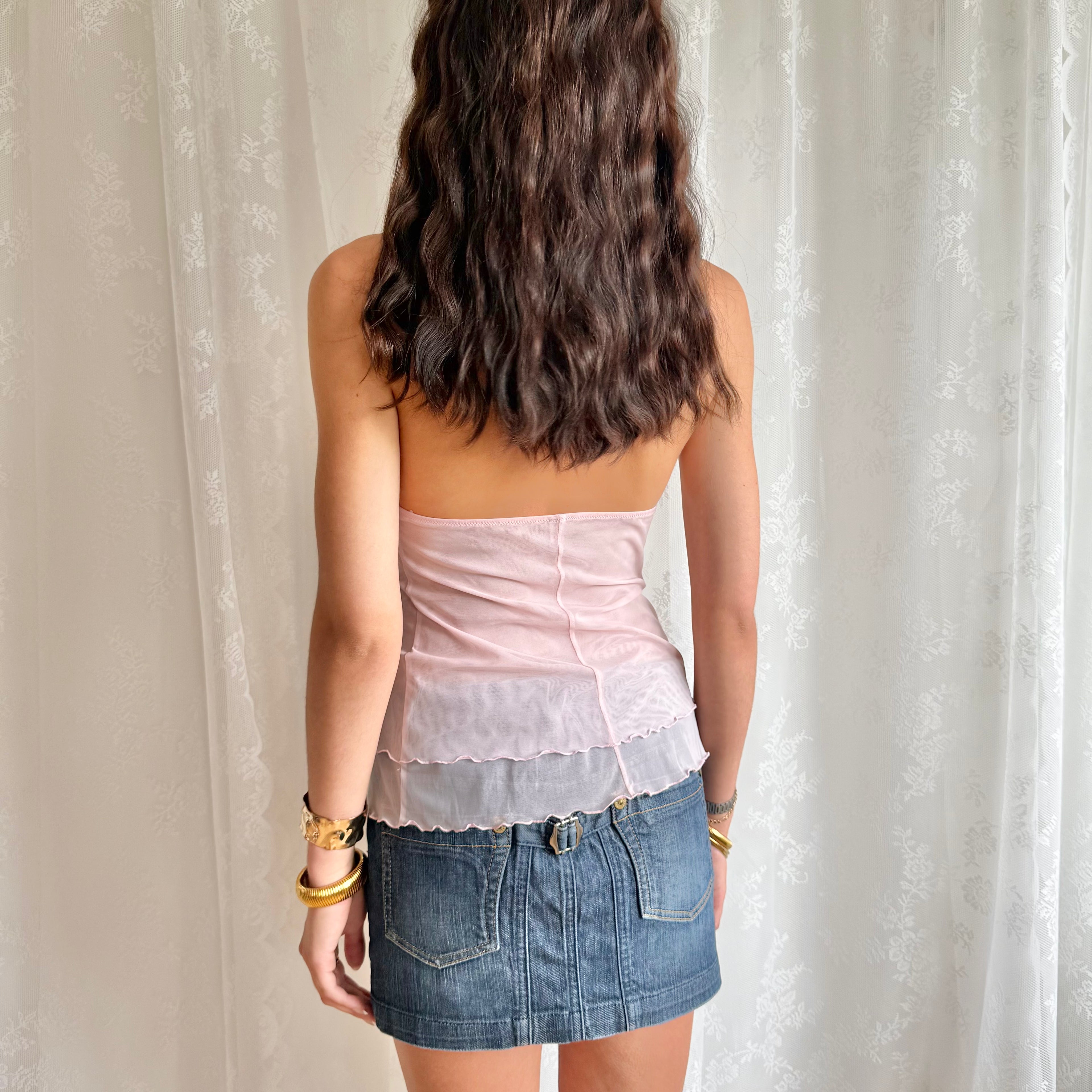 Mesh Lace Halter Cami - Size S