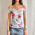 Blumarine Floral Mesh Crop Top - Size L