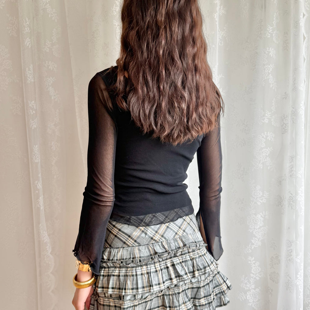 Mesh Flared Sleeve Top - Size S