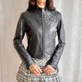 Genuine Leather Double Zip Jacket - Size L