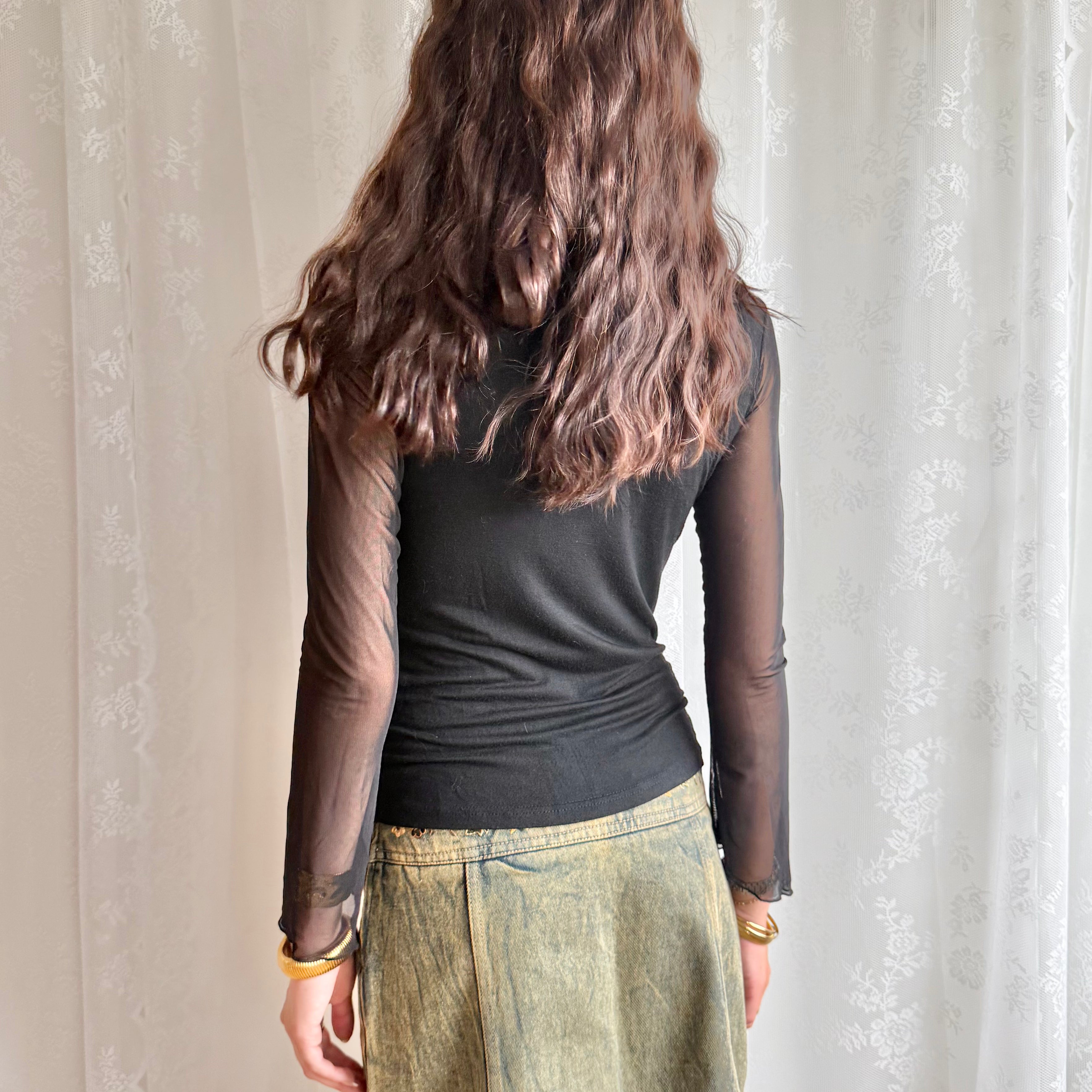 Mesh Long Sleeve Top - Size M