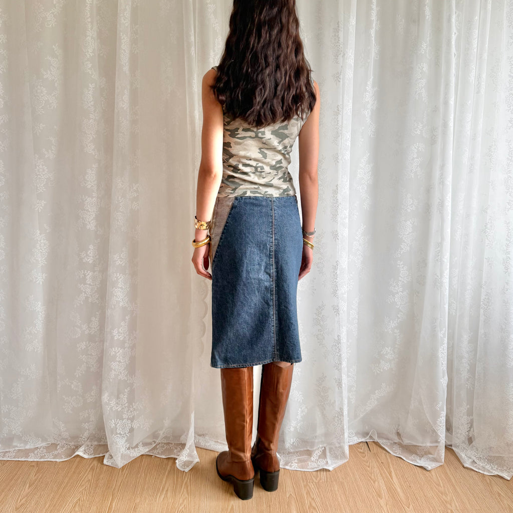 Denim Corduroy Midi Skirt - Size S