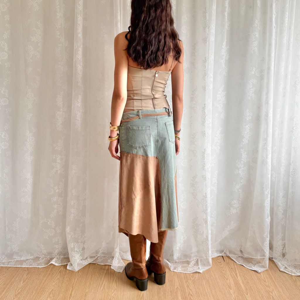 Denim Asymmetric Midi Skirt - Size M