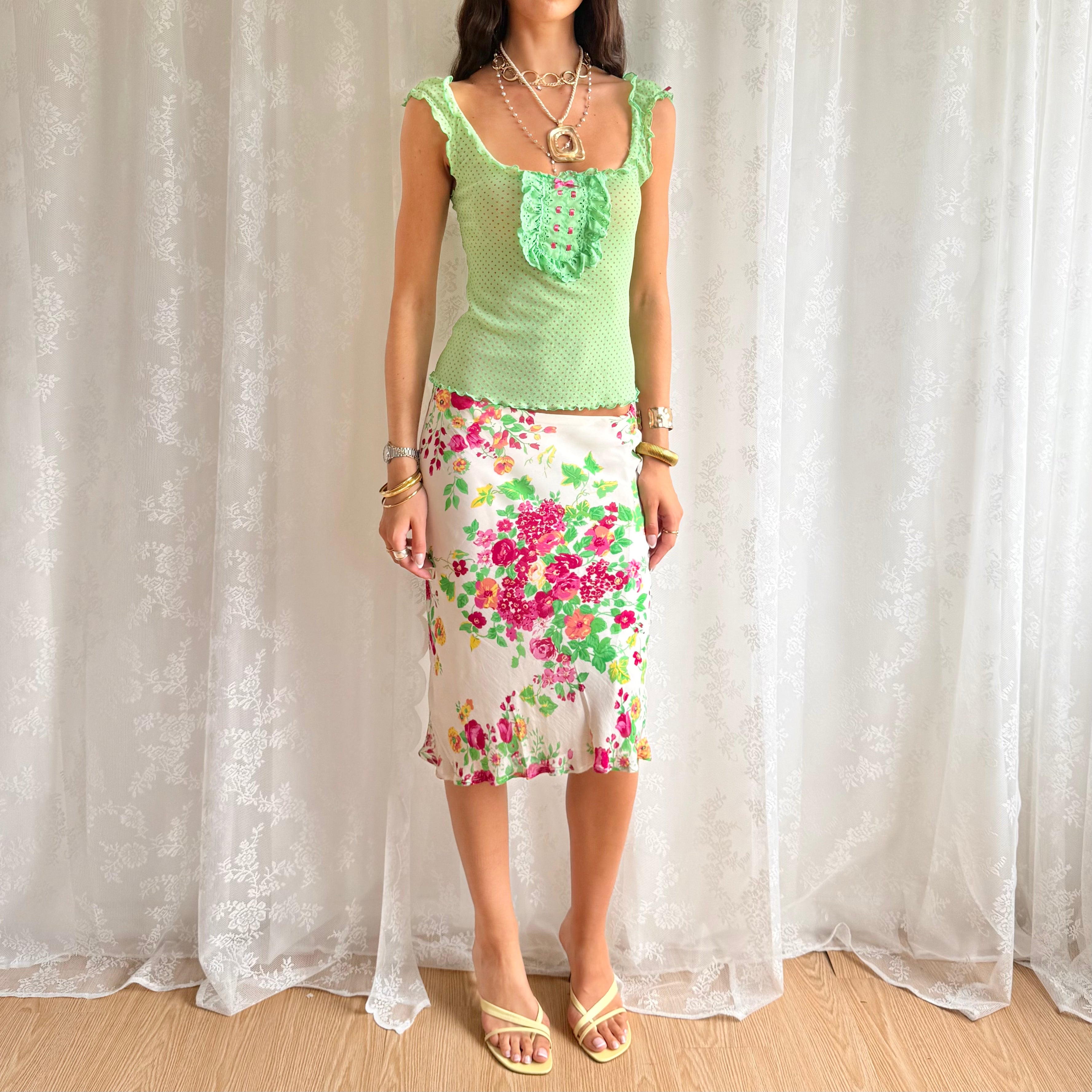 Floral Midi Skirt - Size M